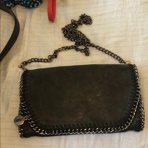 Black leather chain purse
